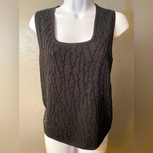 SUTTON STUDIO Black Beaded Sweater Tank Size Medium